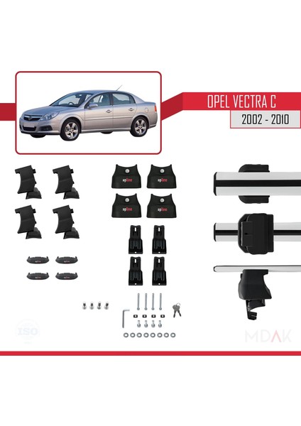Opel Vectra C 2002-2010 Arası ile Uyumlu Ace-4 Ara Atkı Tavan Barı Gri 2 Adet indirimleri