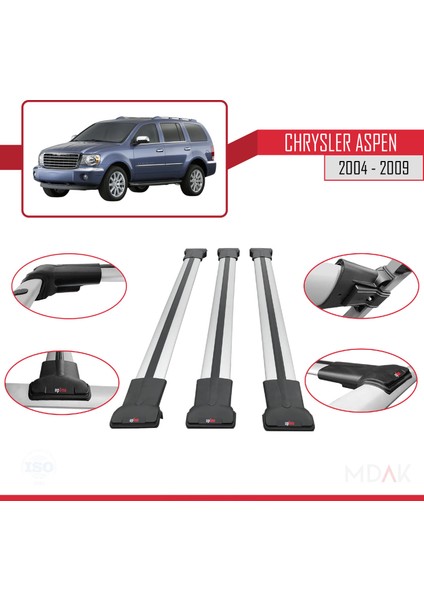 Chrysler Aspen 2004-2009 Arası ile Uyumlu Fly Model Ara Atkı Tavan Barı Gri 3 Adet fırsatları