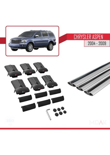 Chrysler Aspen 2004-2009 Arası ile Uyumlu Fly Model Ara Atkı Tavan Barı Gri 3 Adet indirimleri