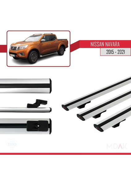 Nissan Navara 4 (D23) 2015-2021 Arası ile Uyumlu Basıc Model Ara Atkı Tavan Barı Gri 3 Adet modelleri