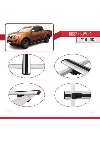 Nissan Navara 4 (D23) 2015-2021 Arası ile Uyumlu Basıc Model Ara Atkı Tavan Barı Gri 3 Adet fırsatları
