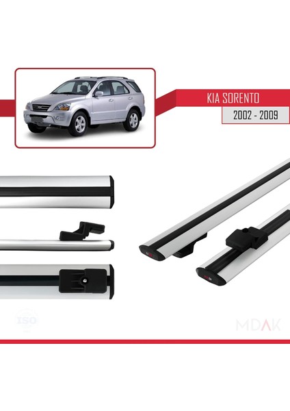 Kia Sorento (Bl) 2002-2009 Arası ile Uyumlu Basıc Model Ara Atkı Tavan Barı Gri 2 Adet modelleri