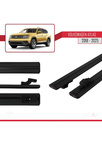 Volkswagen Atlas (Ca1) 2018 ve Sonrası ile Uyumlu Basıc Model Ara Atkı Tavan Barı Siyah 2 Adet modelleri