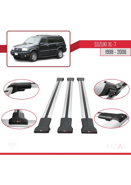 Suzuki Xl-7 1998-2006 Arası ile Uyumlu Fly Model Ara Atkı Tavan Barı Gri 3 Adet fırsatları