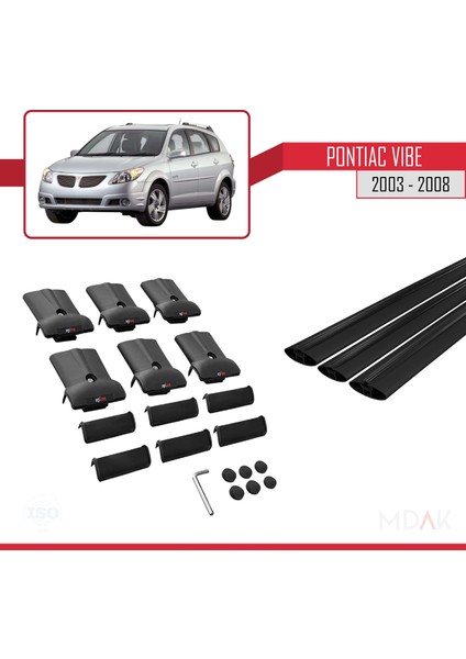 Pontiac Vibe 2003-2008 Arası ile Uyumlu Fly Model Ara Atkı Tavan Barı Siyah 3 Adet indirimleri