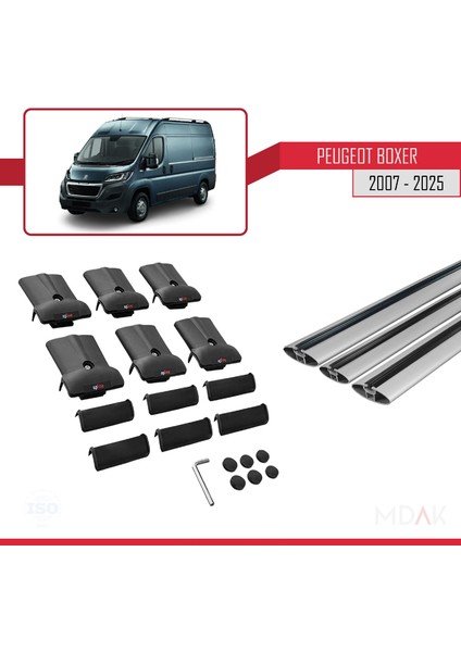 Peugeot Boxer 2 2007 ve Sonrası ile Uyumlu Fly Model Ara Atkı Tavan Barı Gri 3 Adet indirimleri