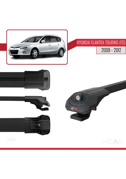 Hyundai Elantra Touring (Fd) 2009-2012 Arası ile Uyumlu Ace-1 Ara Atkı Tavan Barı Siyah 2 Adet modelleri