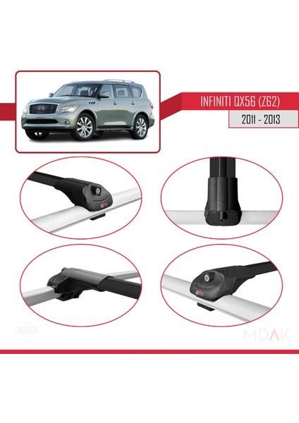 Iınfiniti QX56 (Z62) 2011-2013 Arası ile Uyumlu Ace-1 Ara Atkı Tavan Barı Siyah 2 Adet fırsatları