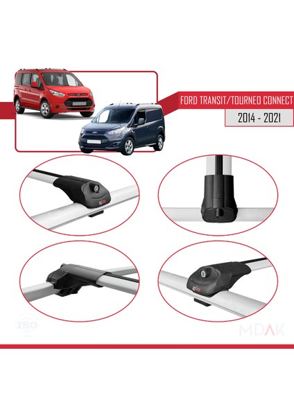 Ford Transit/tourneo Connect 2 2014-2021 Arası ile Uyumlu Ace-1 Ara Atkı Tavan Barı Gri 3 Adet fırsatları