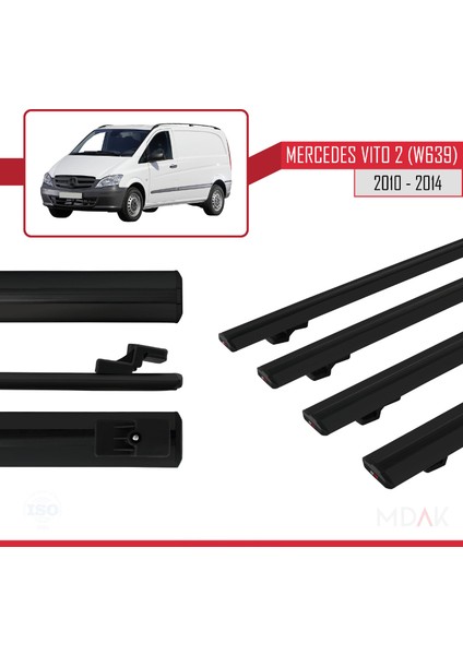 Mercedes Vito 2 (W639) Post-Facelift 2010-2014 Arası ile Uyumlu Basıc Model Ara Atkı Tavan Barı Siyah 4 Adet modelleri