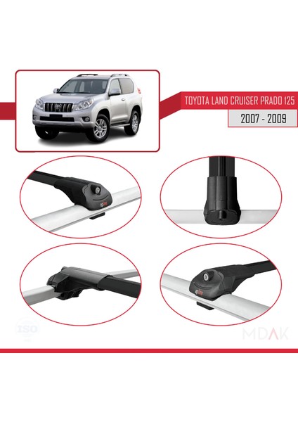 Toyota Land Cruiser Prado (J125) 2007-2009 Arası ile Uyumlu Ace-1 Ara Atkı Tavan Barı Siyah 3 Adet fırsatları