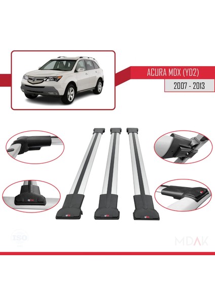 Acura Mdx (Yd2) 2007-2013 Arası ile Uyumlu Fly Model Ara Atkı Tavan Barı Gri 3 Adet fırsatları