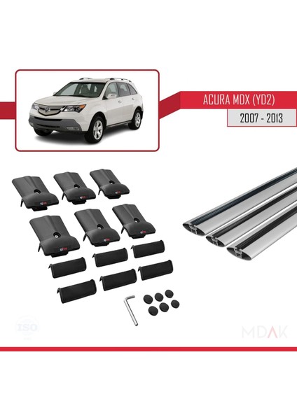 Acura Mdx (Yd2) 2007-2013 Arası ile Uyumlu Fly Model Ara Atkı Tavan Barı Gri 3 Adet indirimleri