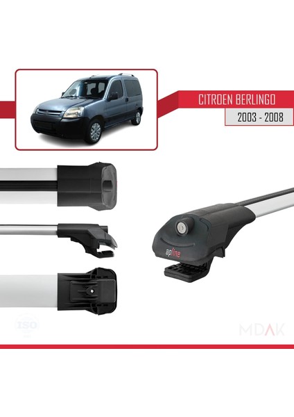 Citroen Berlingo (M59) 2003-2008 Arası ile Uyumlu Ace-1 Ara Atkı Tavan Barı Gri 3 Adet modelleri
