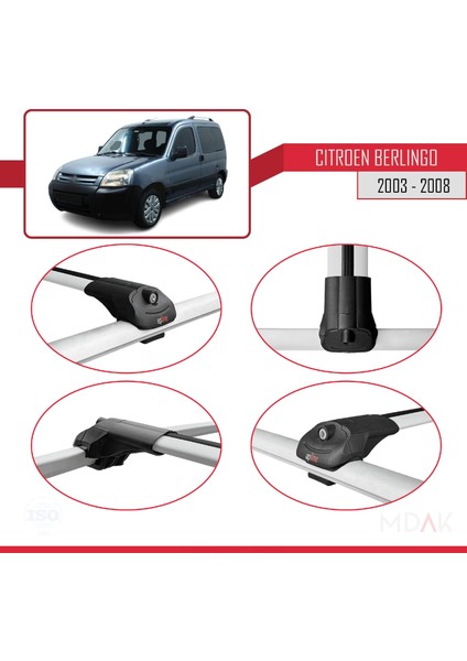 Citroen Berlingo (M59) 2003-2008 Arası ile Uyumlu Ace-1 Ara Atkı Tavan Barı Gri 3 Adet fırsatları