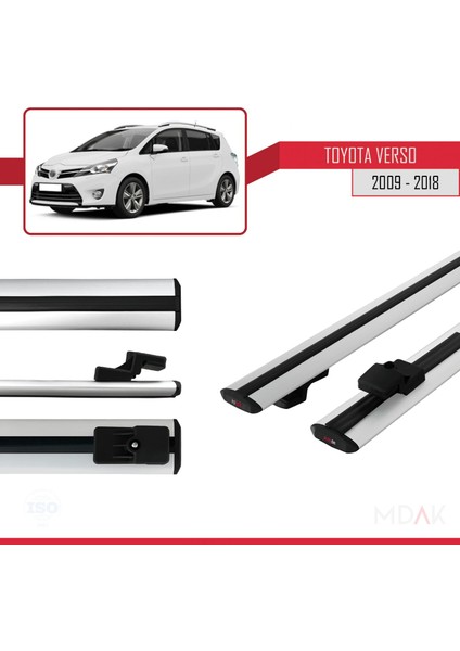 Toyota Verso (AR20) 2009-2018 Arası ile Uyumlu Basıc Model Ara Atkı Tavan Barı Gri 2 Adet modelleri