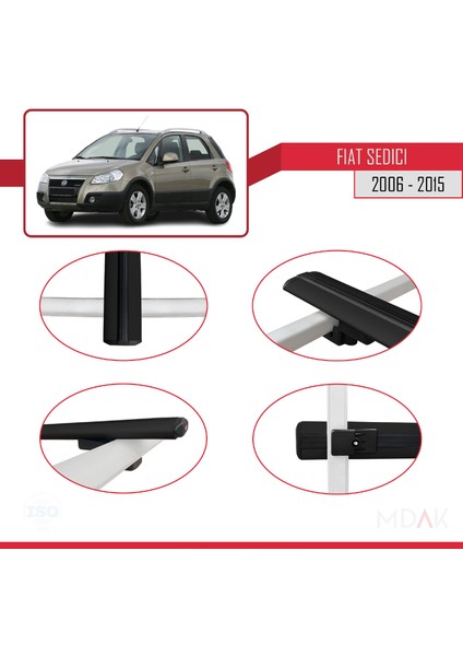 Fiat Sedici 2006-2015 Arası ile Uyumlu Basıc Model Ara Atkı Tavan Barı Siyah 2 Adet fırsatları