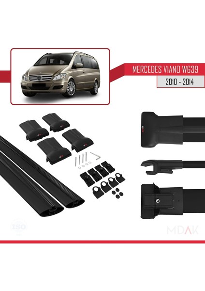 Mercedes Viano 2 (W639) Post-Facelift 2010-2014 Arası ile Uyumlu Fly Model Ara Atkı Tavan Barı Siyah 2 Adet indirimleri