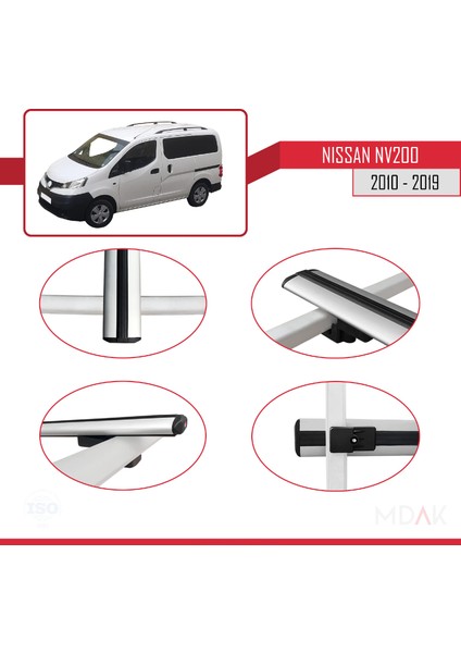 Nissan NV200 (M20) 2010-2019 Arası ile Uyumlu Basıc Model Ara Atkı Tavan Barı Gri 2 Adet fırsatları