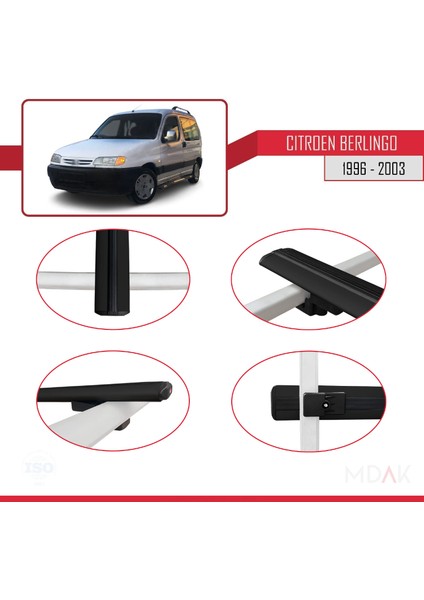 Citroen Berlingo (M49) 1996-2003 Arası ile Uyumlu Basıc Model Ara Atkı Tavan Barı Siyah 2 Adet fırsatları