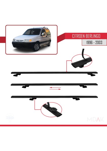 Citroen Berlingo (M49) 1996-2003 Arası ile Uyumlu Basıc Model Ara Atkı Tavan Barı Siyah 2 Adet indirimleri