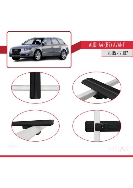 A4 (B7) Avant 2005-2007 Arası ile Uyumlu Basıc Model Ara Atkı Tavan Barı Siyah 3 Adet fırsatları