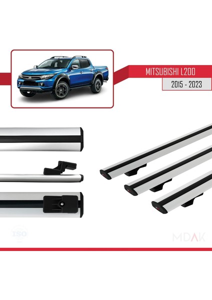 Mitsubishi L200 V 2015-2023 Arası ile Uyumlu Basıc Model Ara Atkı Tavan Barı Gri 3 Adet modelleri