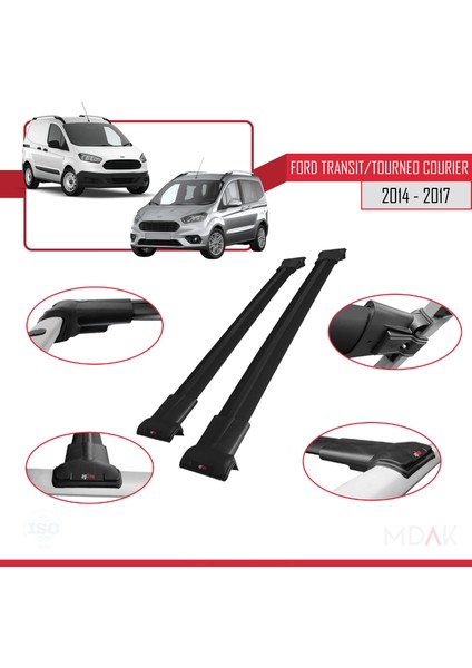 Ford Transit/tourneo Courier Pre-Facelift 2014-2017 Arası ile Uyumlu Fly Model Ara Atkı Tavan Barı Siyah 2 Adet modelleri