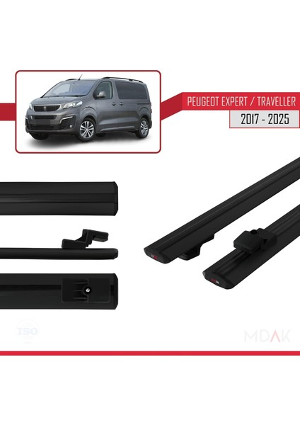 Peugeot Expert 3 Traveller 2017 ve Sonrası ile Uyumlu Basıc Model Ara Atkı Tavan Barı Siyah 2 Adet modelleri