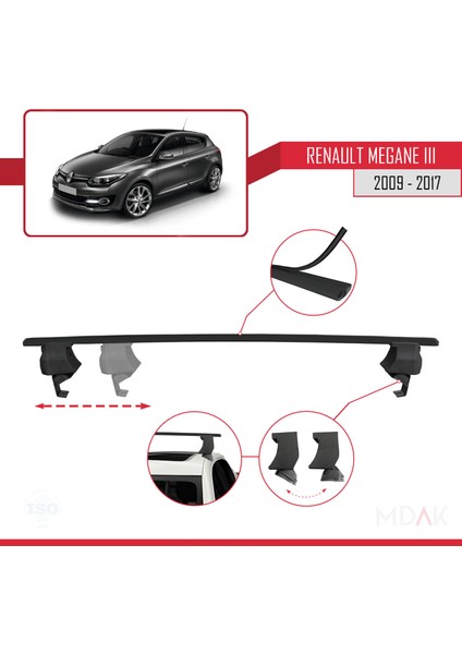 Renault Megane 3 2009-2017 Arası ile Uyumlu Ace-4 Ara Atkı Tavan Barı Siyah 2 Adet modelleri