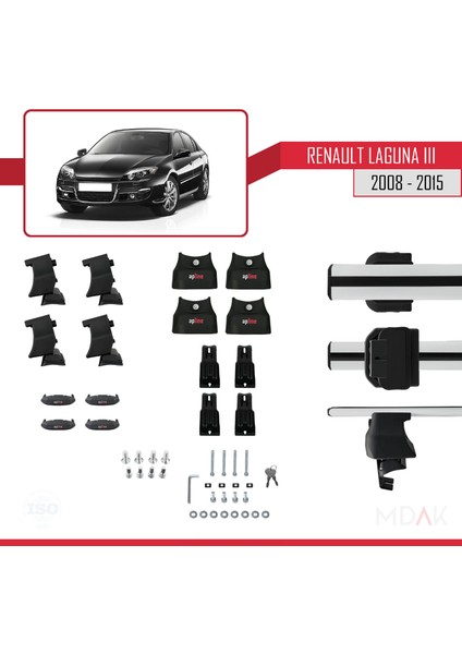 Renault Laguna 3 (X91)2008-2015 Arası ile Uyumlu Ace-4 Ara Atkı Tavan Barı Gri 2 Adet indirimleri