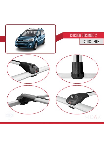 Citroen Berlingo 2 (B9) 2008-2018 Arası ile Uyumlu Ace-1 Ara Atkı Tavan Barı Gri 3 Adet indirimleri