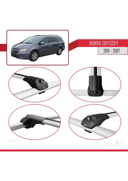 Honda Odyssey 2011-2017 Arası ile Uyumlu Ace-1 Ara Atkı Tavan Barı Gri 2 Adet fırsatları