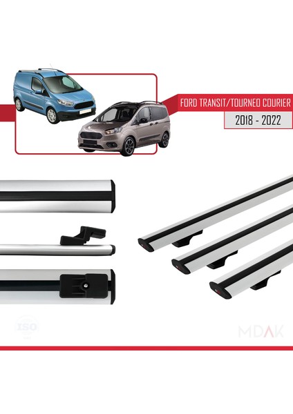 Ford Transit/tourneo Courier Post-Facelift 2018-2022 Arası ile Uyumlu Basıc Model Ara Atkı Tavan Barı Gri 3 Adet modelleri