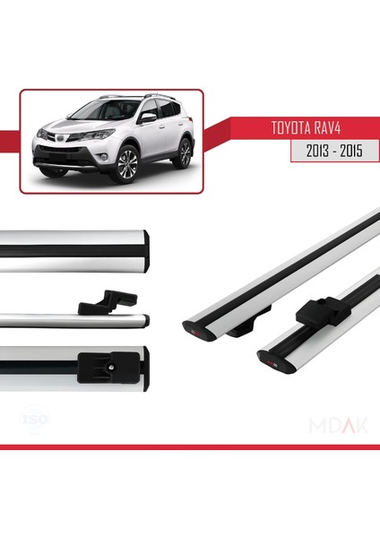 Toyota Rav4 Iv (XA40) Pre-Facelift 2013-2015 Arası ile Uyumlu Basıc Model Ara Atkı Tavan Barı Gri 2 Adet modelleri