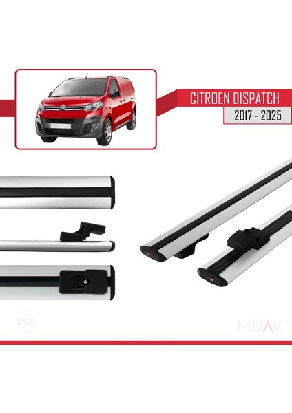 Citroen Dispatch (K0) 2017 ve Sonrası ile Uyumlu Basıc Model Ara Atkı Tavan Barı Gri 2 Adet modelleri