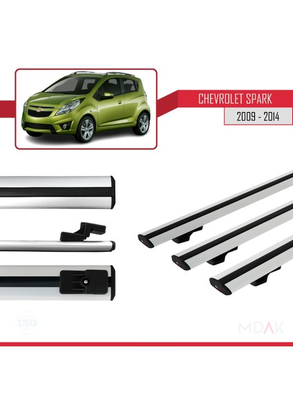 Chevrolet Spark (M300) 2009-2014 Arası ile Uyumlu Basıc Model Ara Atkı Tavan Barı Gri 3 Adet modelleri