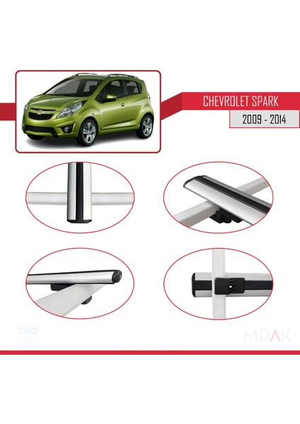 Chevrolet Spark (M300) 2009-2014 Arası ile Uyumlu Basıc Model Ara Atkı Tavan Barı Gri 3 Adet fırsatları
