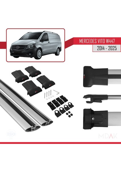 Mercedes Vito 3 (W447) 2014 ve Sonrası ile Uyumlu Fly Model Ara Atkı Tavan Barı Gri 2 Adet indirimleri