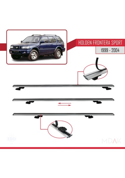 Holden Frontera Sport 2 1999-2004 Arası ile Uyumlu Basıc Model Ara Atkı Tavan Barı Gri 2 Adet indirimleri