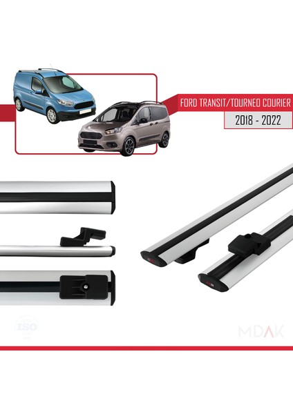 Ford Transit/tourneo Courier Post-Facelift 2018-2022 Arası ile Uyumlu Basıc Model Ara Atkı Tavan Barı Gri 2 Adet modelleri