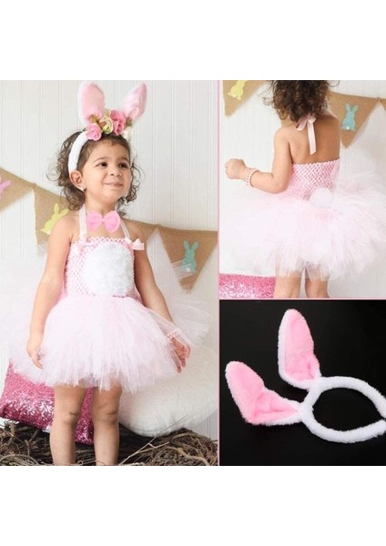 Tavşan Kostüm Seti Taç Papyon Kuyruk Pembe Renk modelleri