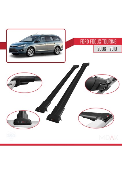 Ford Focus 2 (C307) Turnier 2008-2010 Arası ile Uyumlu Fly Model Ara Atkı Tavan Barı Siyah 2 Adet modelleri