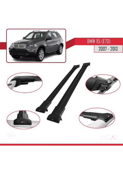 Bmw X5 (E70) 2007-2013 Arası ile Uyumlu Fly Model Ara Atkı Tavan Barı Siyah 2 Adet modelleri