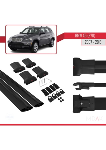 Bmw X5 (E70) 2007-2013 Arası ile Uyumlu Fly Model Ara Atkı Tavan Barı Siyah 2 Adet indirimleri
