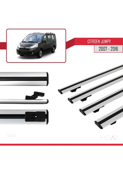 Citroen Jumpy 2 (G9) 2007-2016 Arası ile Uyumlu Basıc Model Ara Atkı Tavan Barı Gri 4 Adet
