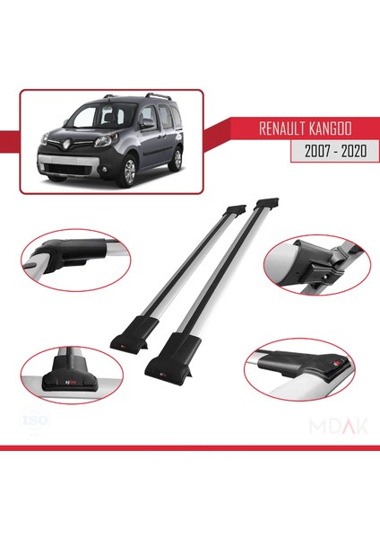 Renault Kangoo 2 (X61) 2007-2020 Arası ile Uyumlu Fly Model Ara Atkı Tavan Barı Gri 2 Adet modelleri
