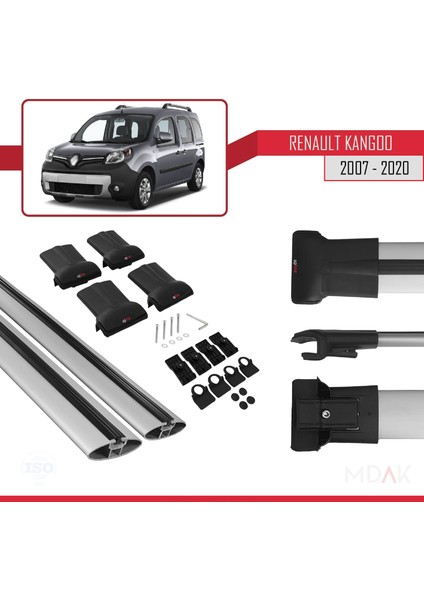 Renault Kangoo 2 (X61) 2007-2020 Arası ile Uyumlu Fly Model Ara Atkı Tavan Barı Gri 2 Adet indirimleri