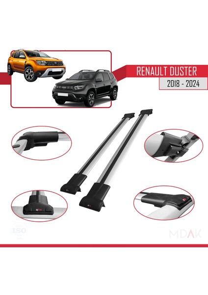 Renault Duster 2 (Hm) 2018 ve Sonrası ile Uyumlu Fly Model Ara Atkı Tavan Barı Gri 2 Adet fırsatları