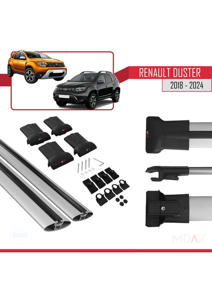 Renault Duster 2 (Hm) 2018 ve Sonrası ile Uyumlu Fly Model Ara Atkı Tavan Barı Gri 2 Adet indirimleri